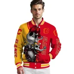 calgary flames spooky grin red varsity jacket best selling