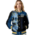 california golden bears fire skull blue black varsity jacket best selling