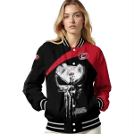 carolina hurricanes edgy mask red black varsity jacket best selling