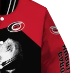 carolina hurricanes edgy mask red black varsity jacket best selling