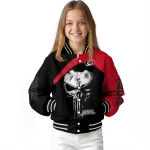 carolina hurricanes edgy mask red black varsity jacket best selling