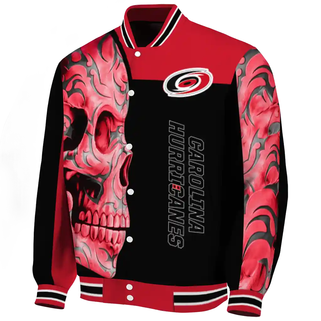 carolina hurricanes fire skull red black varsity jacket best selling carolina hurricanes fire skull red black varsity jacket best selling