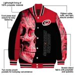 carolina hurricanes fire skull red black varsity jacket best selling