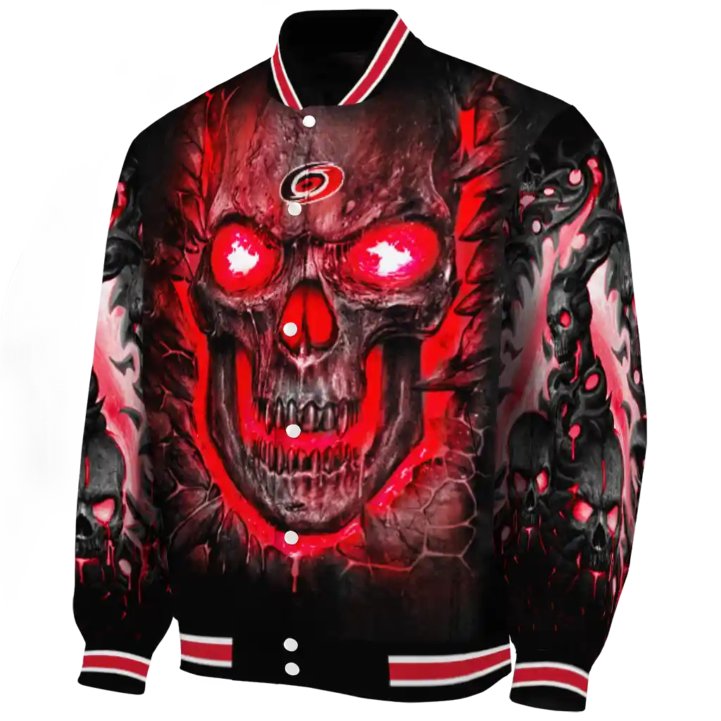carolina hurricanes inferno skull red black varsity jacket best selling carolina hurricanes inferno skull red black varsity jacket best selling