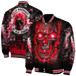 carolina hurricanes inferno skull red black varsity jacket best selling
