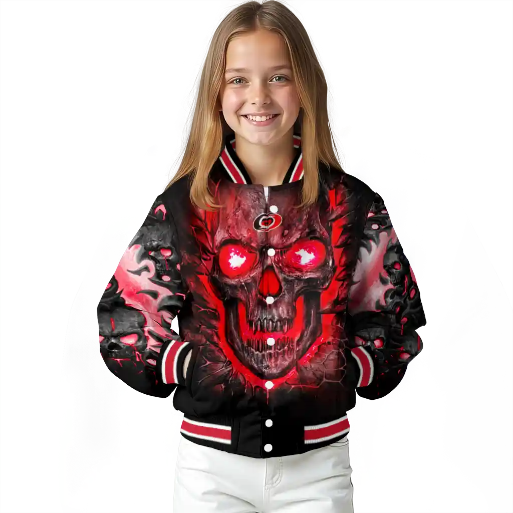 carolina hurricanes inferno skull red black varsity jacket top rated carolina hurricanes inferno skull red black varsity jacket top rated