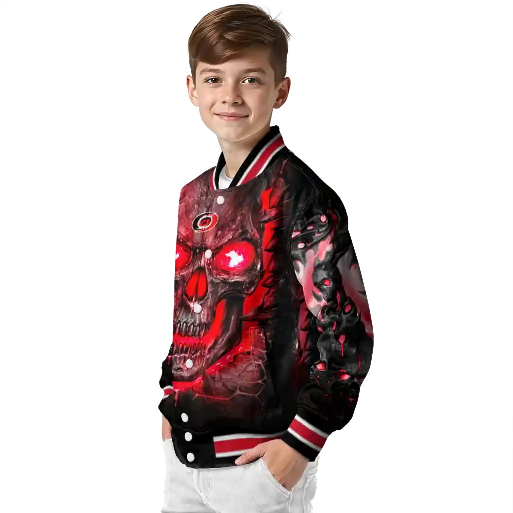 carolina hurricanes inferno skull red black varsity jacket trendy carolina hurricanes inferno skull red black varsity jacket trendy