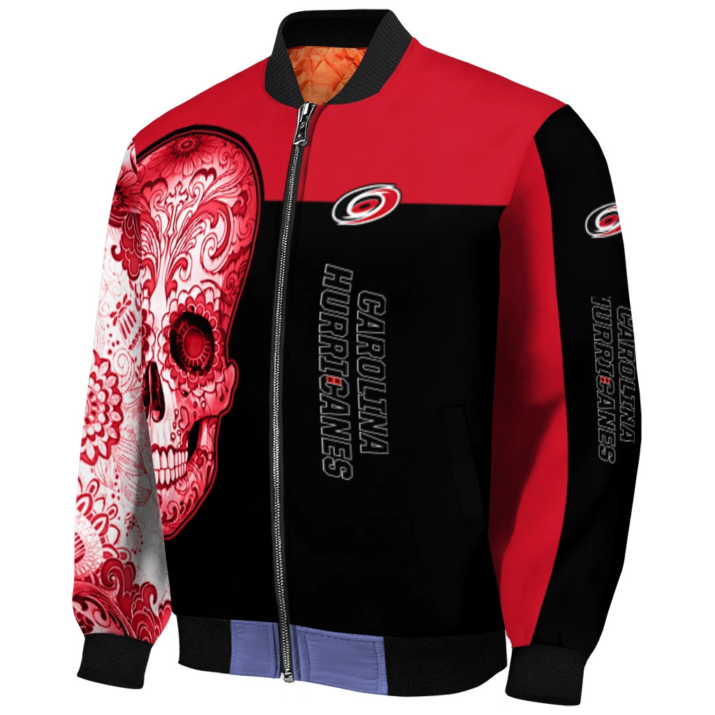 carolina hurricanes intricate skull red black bomber jacket fashion forward carolina hurricanes intricate skull red black bomber jacket fashion forward
