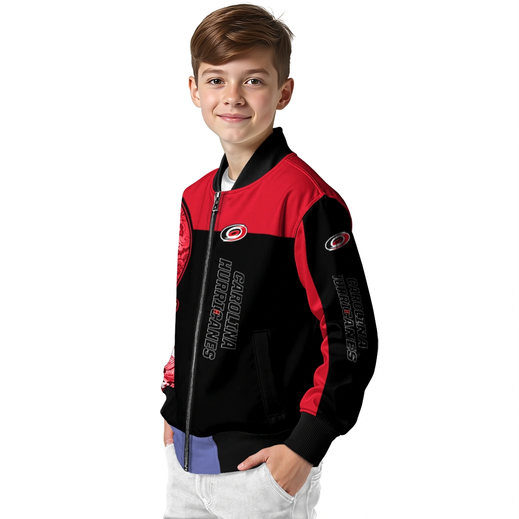 carolina hurricanes intricate skull red black bomber jacket trendy carolina hurricanes intricate skull red black bomber jacket trendy