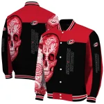 carolina hurricanes intricate skull red black varsity jacket best selling