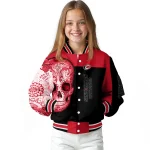 carolina hurricanes intricate skull red black varsity jacket best selling