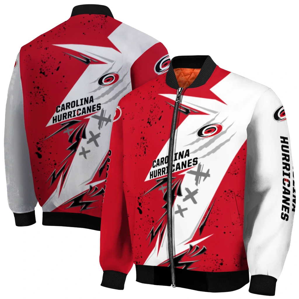 carolina hurricanes ripped bolt red white bomber jacket best selling carolina hurricanes ripped bolt red white bomber jacket best selling