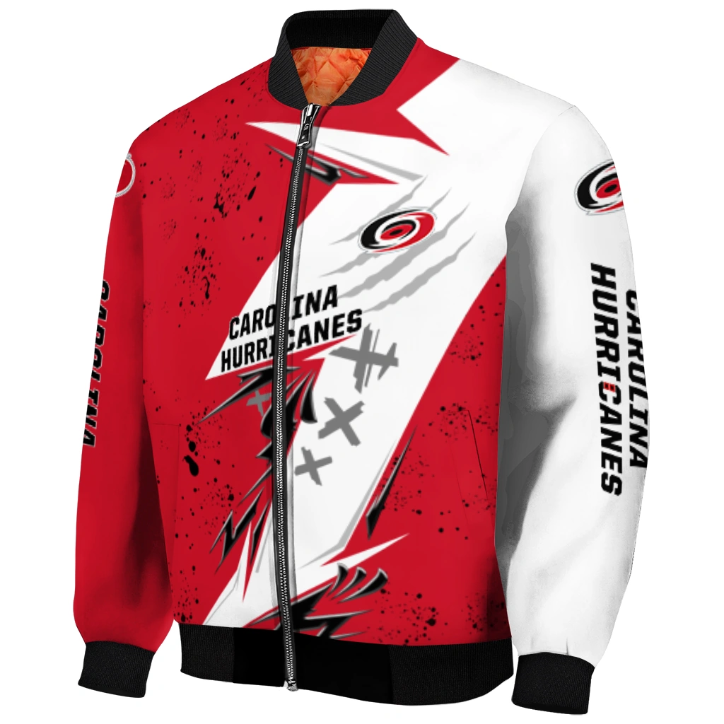 carolina hurricanes ripped bolt red white bomber jacket fashion forward carolina hurricanes ripped bolt red white bomber jacket fashion forward