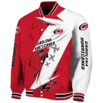carolina hurricanes ripped bolt red white varsity jacket best selling
