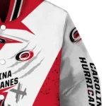 carolina hurricanes ripped bolt red white varsity jacket best selling