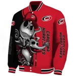 carolina hurricanes spooky grin red varsity jacket best selling