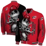 carolina hurricanes spooky grin red varsity jacket best selling