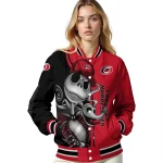carolina hurricanes spooky grin red varsity jacket best selling