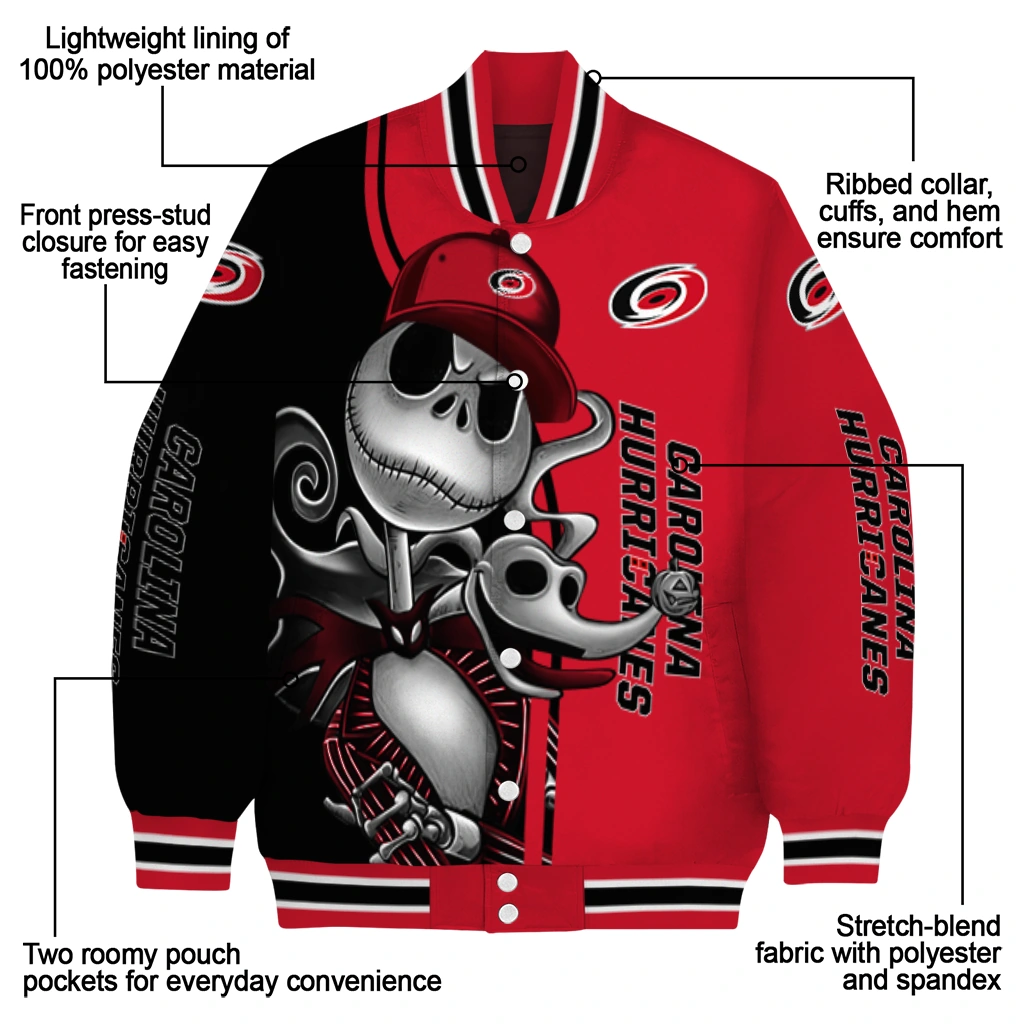 carolina hurricanes spooky grin red varsity jacket new arrival carolina hurricanes spooky grin red varsity jacket new arrival