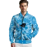 carolina panthers dynamic rings blue varsity jacket best selling