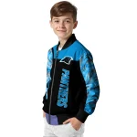carolina panthers fire skull blue black bomber jacket best selling