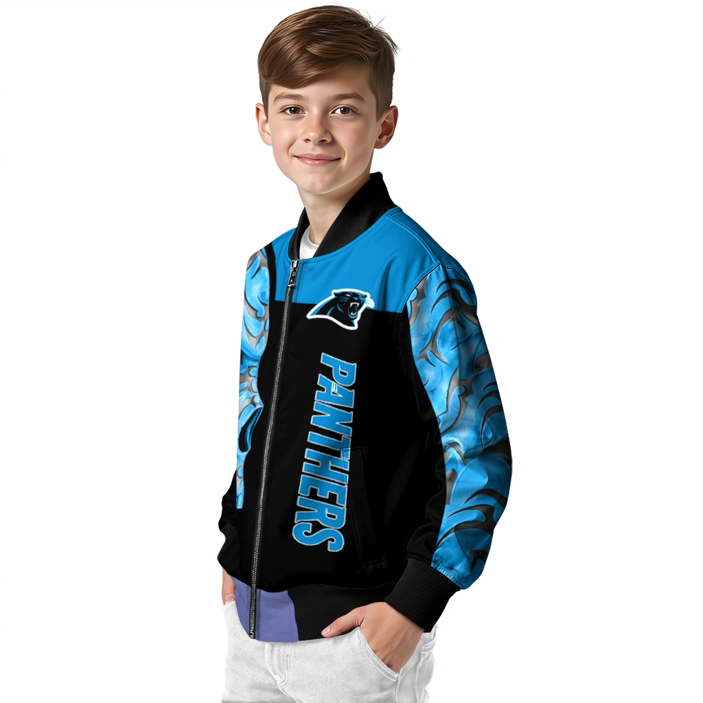 carolina panthers fire skull blue black bomber jacket trendy carolina panthers fire skull blue black bomber jacket trendy