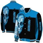 carolina panthers intricate skull blue black varsity jacket best selling