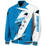 carolina panthers ripped bolt blue white varsity jacket best selling