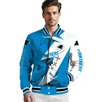 carolina panthers ripped bolt blue white varsity jacket best selling