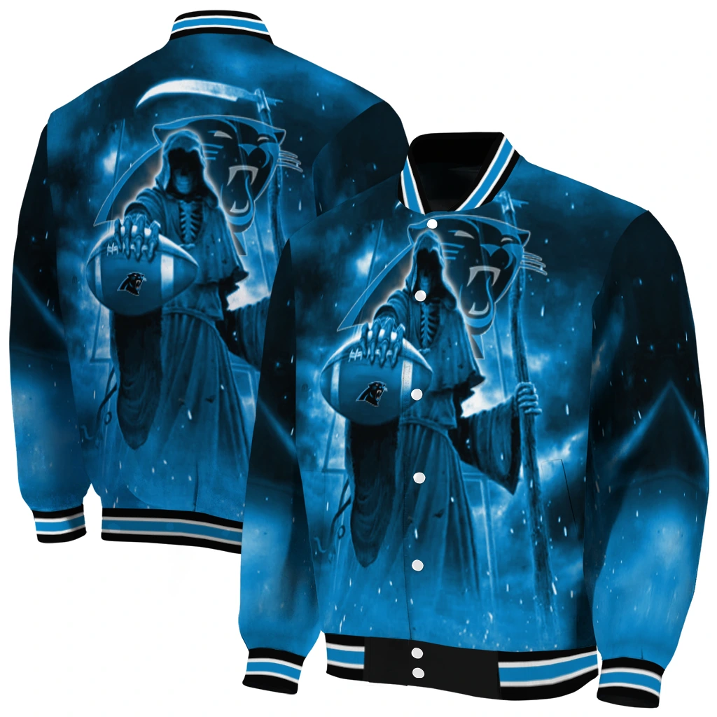 carolina panthers shadow reaper blue varsity jacket fashion forward carolina panthers shadow reaper blue varsity jacket fashion forward