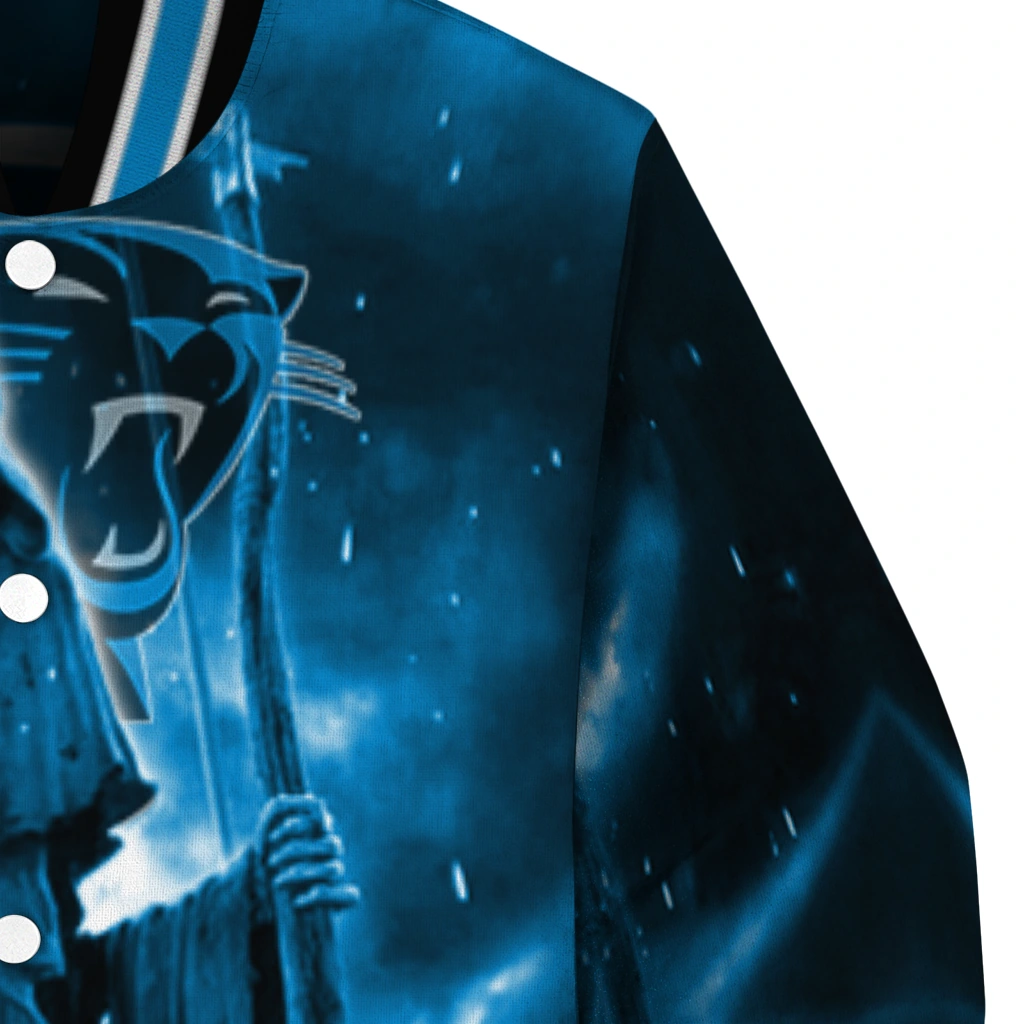 carolina panthers shadow reaper blue varsity jacket premium grade carolina panthers shadow reaper blue varsity jacket premium grade