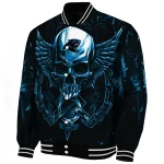 carolina panthers skull bite blue black varsity jacket best selling