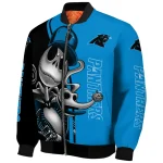 carolina panthers spooky grin blue bomber jacket best selling