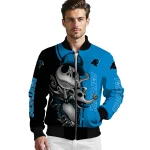 carolina panthers spooky grin blue bomber jacket best selling