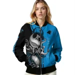 carolina panthers spooky grin blue bomber jacket best selling