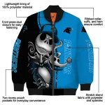 carolina panthers spooky grin blue bomber jacket best selling