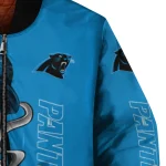 carolina panthers spooky grin blue bomber jacket best selling