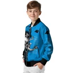 carolina panthers spooky grin blue bomber jacket best selling