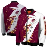 central michigan chippewas ripped bolt maroon white bomber jacket best selling