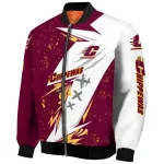 central michigan chippewas ripped bolt maroon white bomber jacket best selling