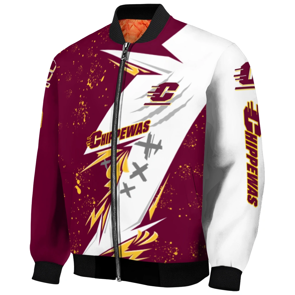 central michigan chippewas ripped bolt maroon white bomber jacket fashion forward central michigan chippewas ripped bolt maroon white bomber jacket fashion forward