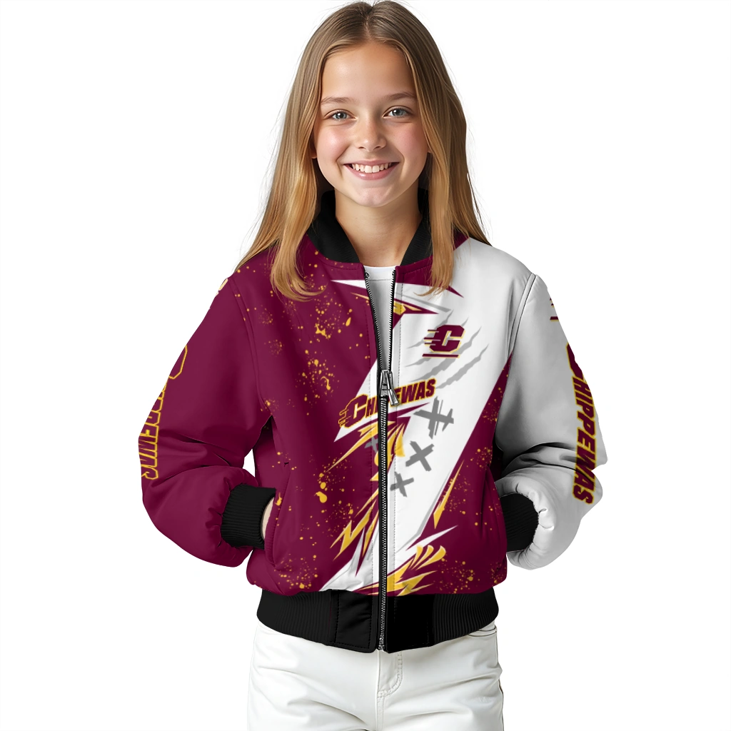 central michigan chippewas ripped bolt maroon white bomber jacket top rated central michigan chippewas ripped bolt maroon white bomber jacket top rated