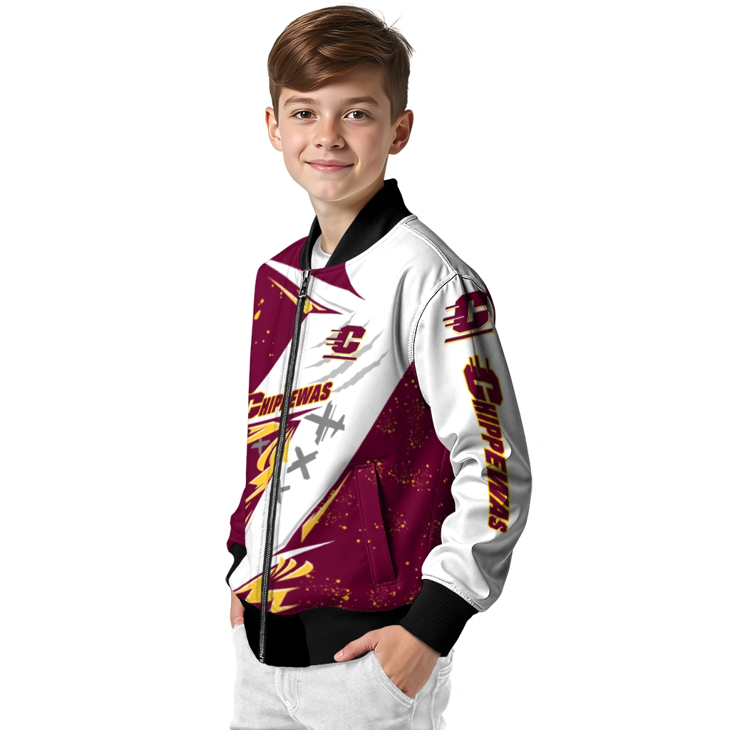 central michigan chippewas ripped bolt maroon white bomber jacket trendy central michigan chippewas ripped bolt maroon white bomber jacket trendy