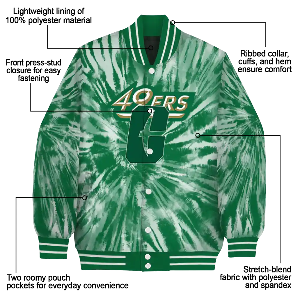 charlotte 49ers dynamic rings green varsity jacket new arrival charlotte 49ers dynamic rings green varsity jacket new arrival