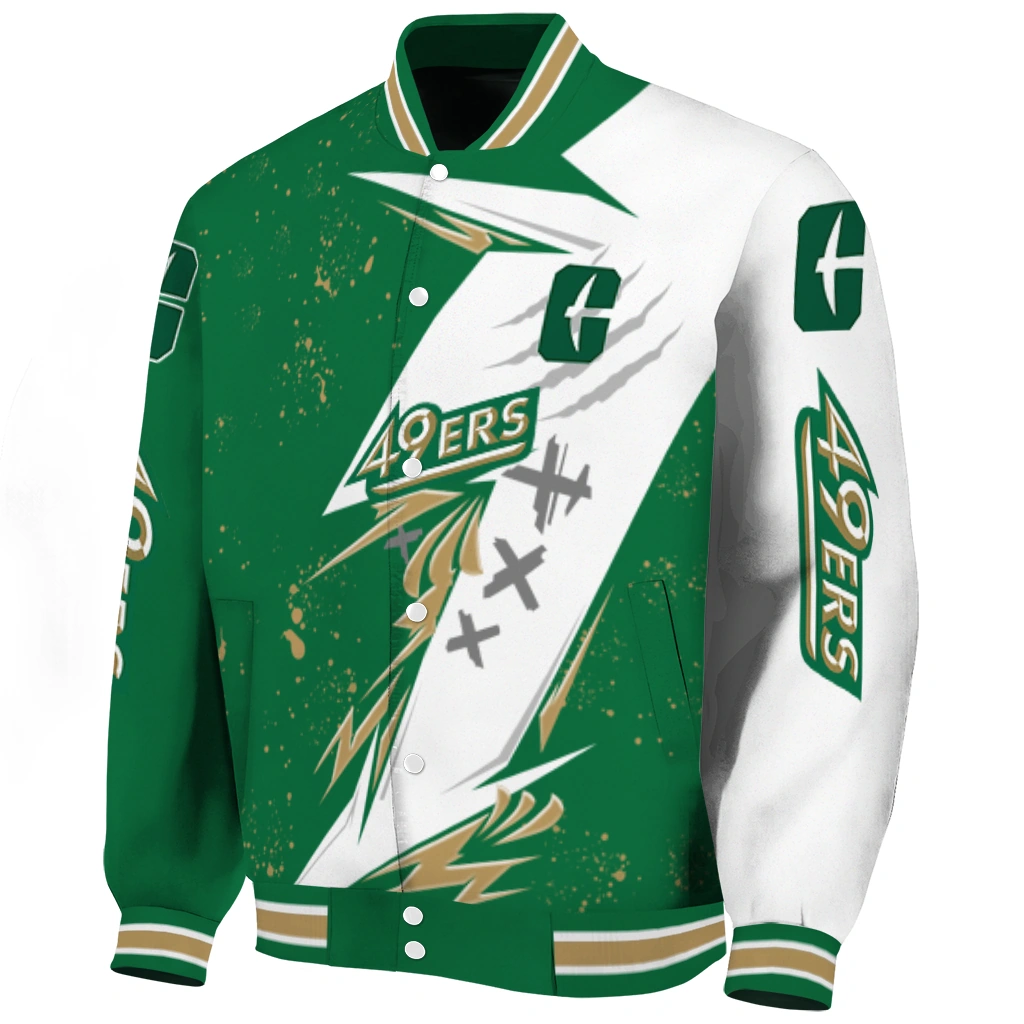 charlotte 49ers ripped bolt green white varsity jacket best selling charlotte 49ers ripped bolt green white varsity jacket best selling