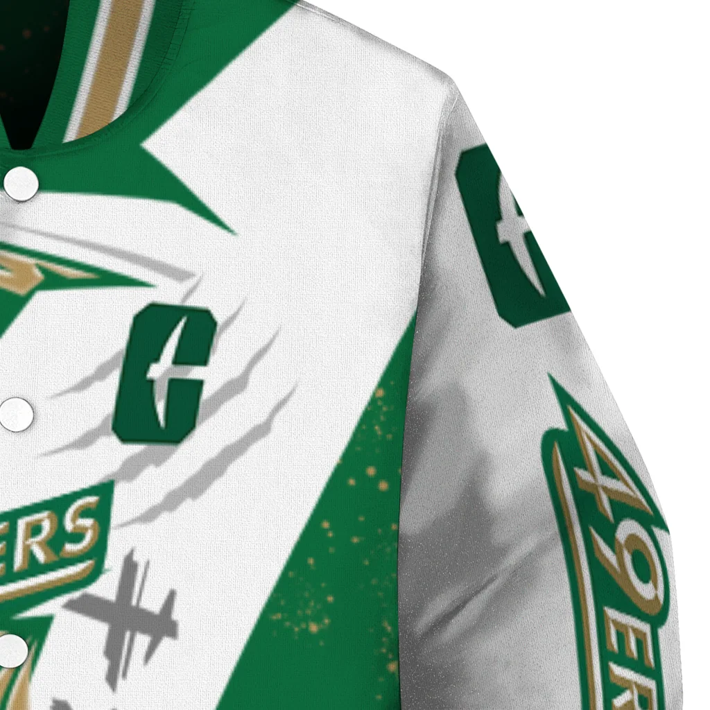 charlotte 49ers ripped bolt green white varsity jacket premium grade charlotte 49ers ripped bolt green white varsity jacket premium grade