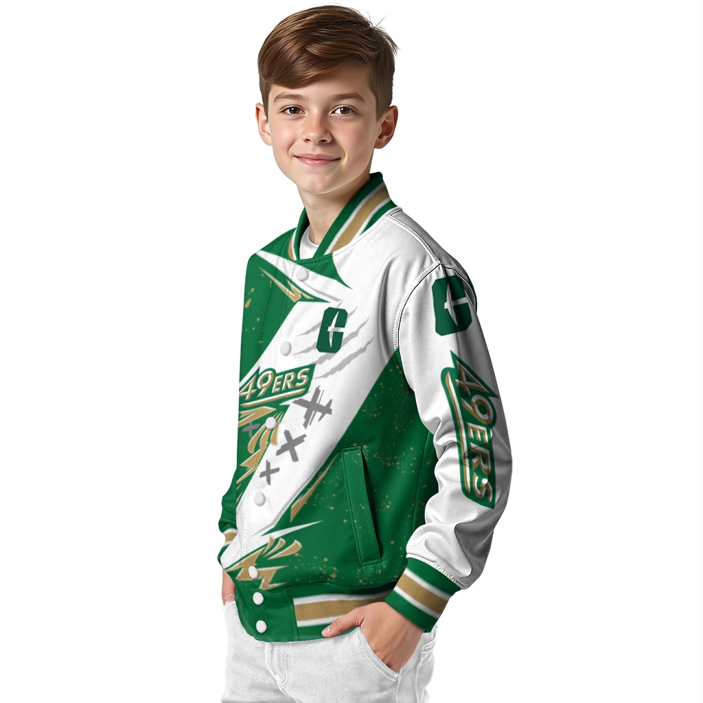 charlotte 49ers ripped bolt green white varsity jacket trendy charlotte 49ers ripped bolt green white varsity jacket trendy