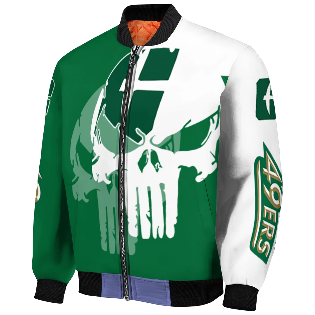 charlotte 49ers skull outline green white bomber jacket fashion forward charlotte 49ers skull outline green white bomber jacket fashion forward