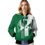 charlotte 49ers skull outline green white bomber jacket best selling