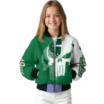 charlotte 49ers skull outline green white bomber jacket best selling